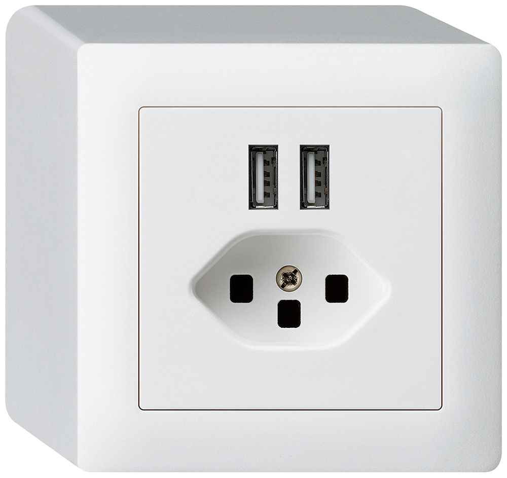 Prise AP 2×USB & T23 kallysto Q 2400mA blanc