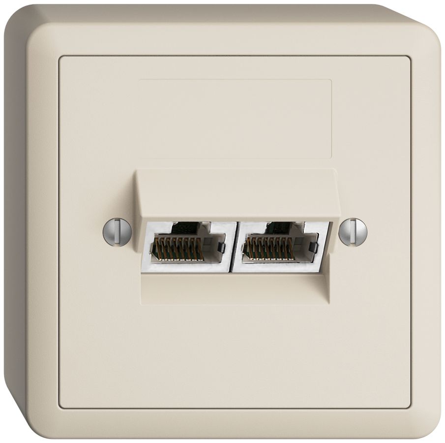 Prise AP 2×RJ45/s 8P sép.EDIZIOdue crema ITplus