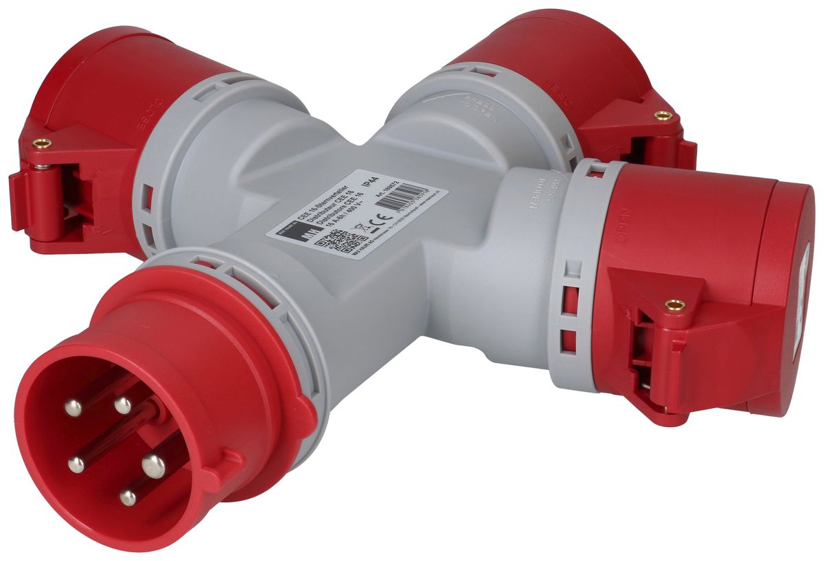 Deviatore incrociato MH 1×spina CEE 16A 3×presa CEE 16A rosso 400V IP44