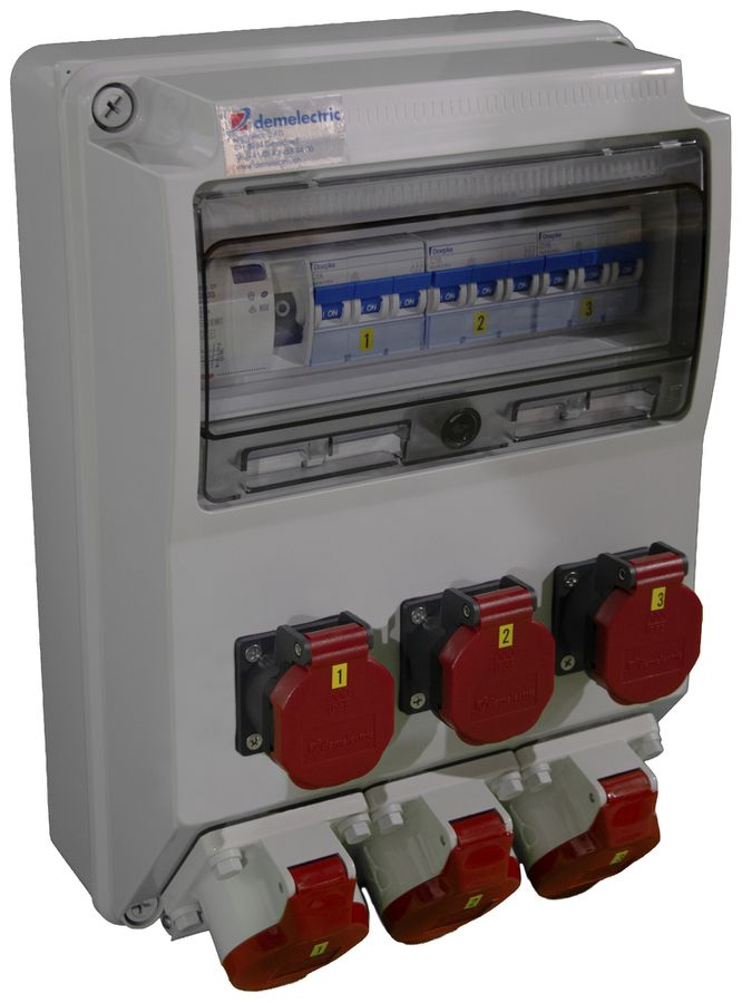 Stromverteiler DEM Typ 890 3×16A 5P 400V 3×T25 5P IP44