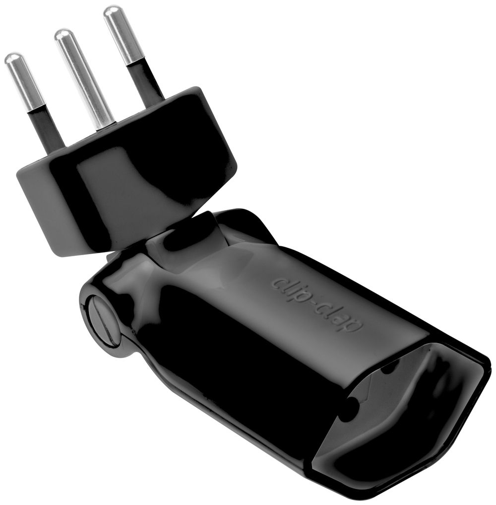 Fiche/prise mob.MH Clip-Clap 1×T13 180+130° noir avec sécur.enf.