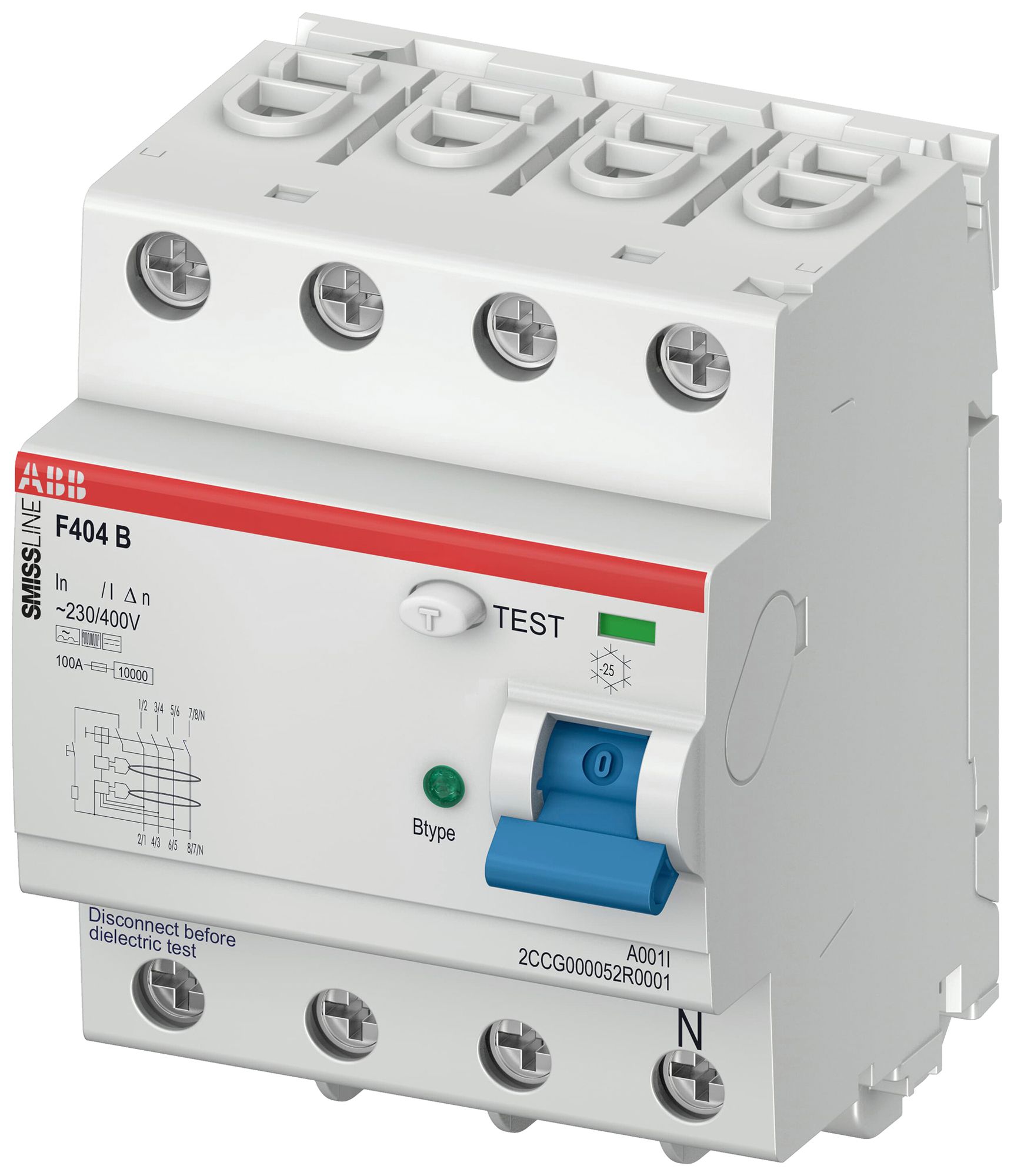 Fehlerstromschutzschalter ABB SMISSLINE TP 4P 25A 30mA Typ B 0…2kHz