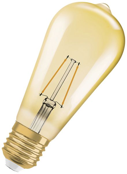 Lampe LED LEDVANCE Vintage Edison E27 2.5W 220lm 2400K Ø64×143mm clair or