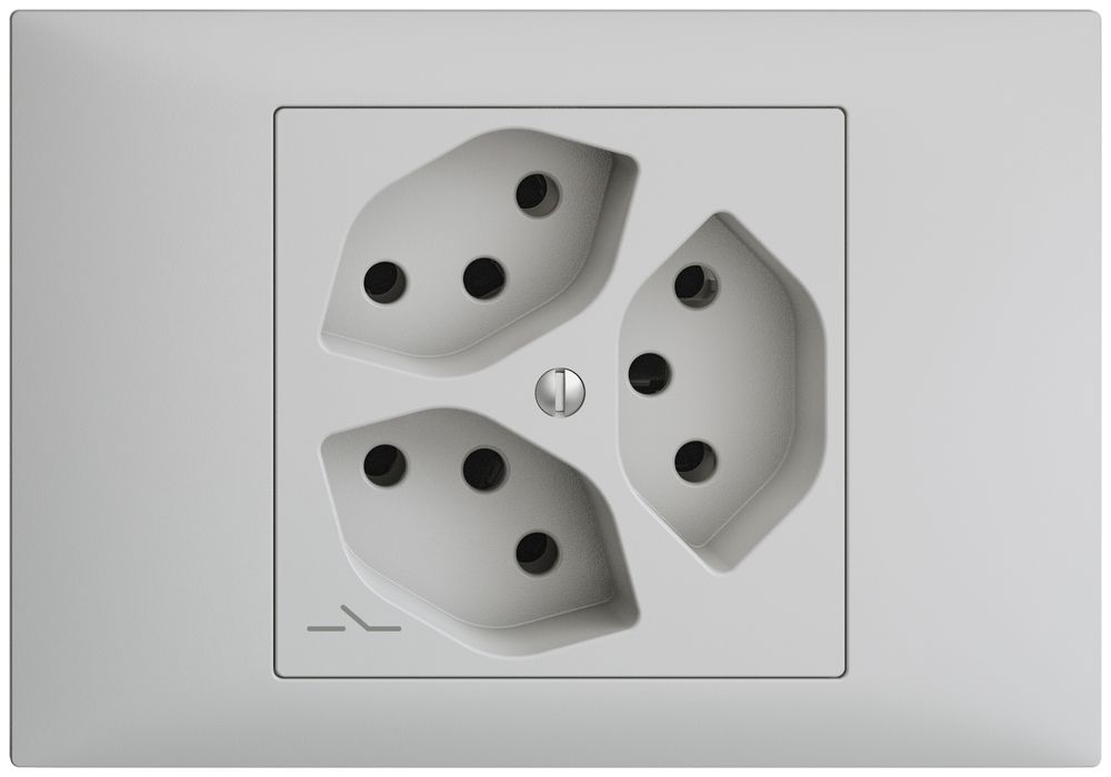 Prise INC EDIZIOdue 3×T13 gris clair, 1×S