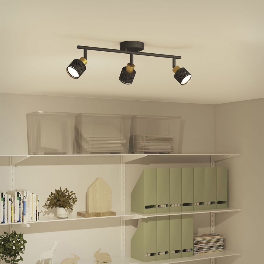 Spot Philips Niall GU10 3×5W 484×134mm nero/ottone