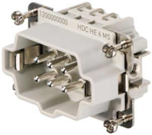 Insert mâle Weidmüller HDC HE 500V 24A 6L à visser grd.3