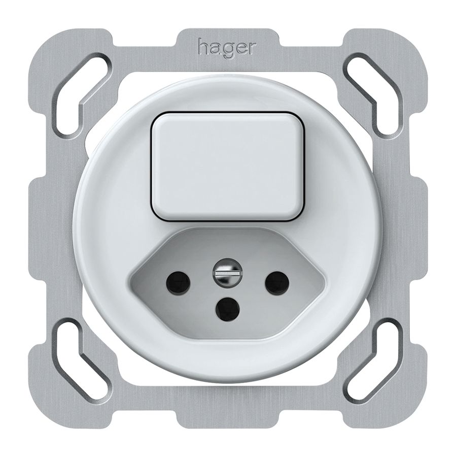 Combinaison ENC origin 1×touche 1CO+T13 1P 0<1 10A 230V 77×77mm blanc