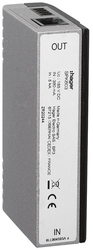 Scaricatore di sovratensione Hager SPD 185V 5kA 25mm per VDSL