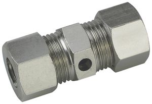 Schraubverbinder Flury PA 71 für Draht Ø6mm, Messing vernickelt, gerade