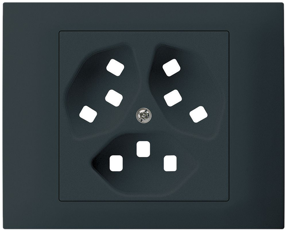 EB-Frontset kallysto f.Einbausteckdose G3 3×T23 Abdeckrahmen schraubbar schwarz