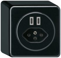 Presa di carica USB AP Hager basico C-C 20W+T13 5V 86×86mm nero