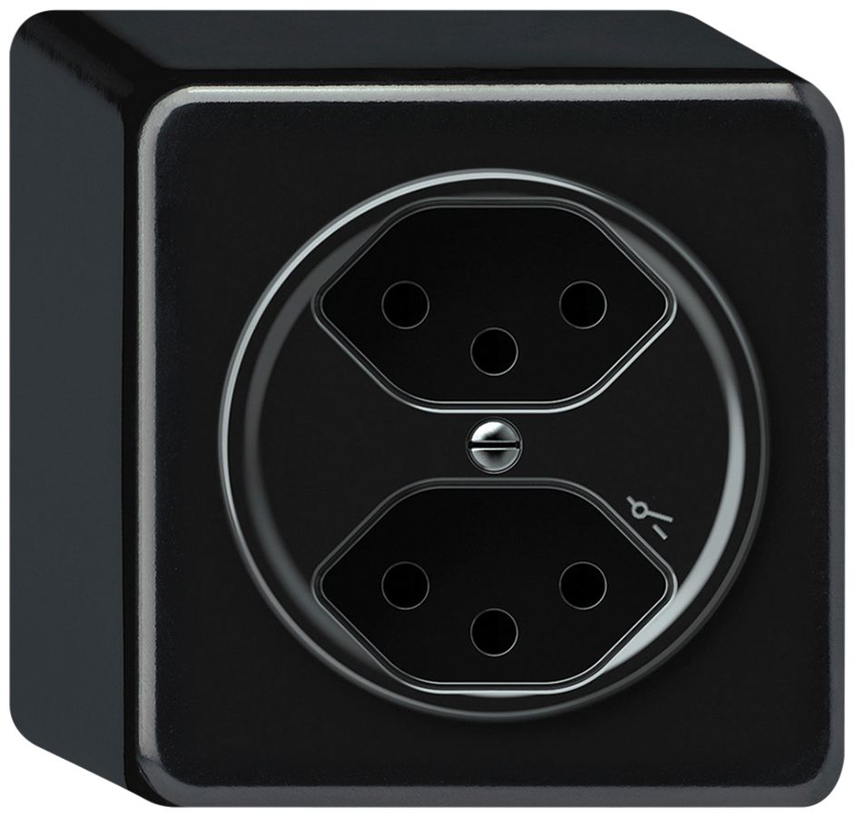 Presa AP origin 2×tipo 13 1×S 10A 230V 88×88×54mm nero