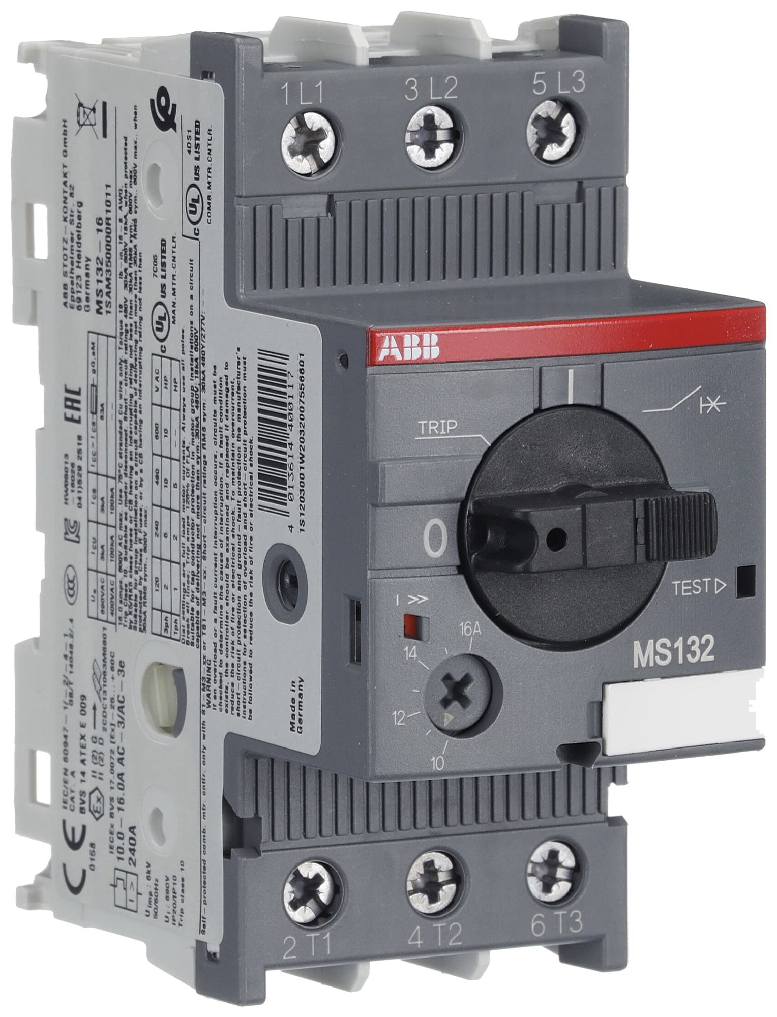 Salvamotore AMD ABB MS132, 7.5kW AC-3 (10…16A) 3L a vite
