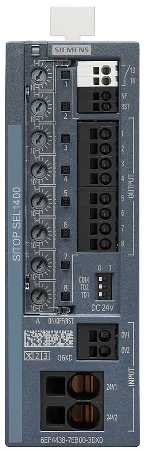 Module de sélectivité Siemens SITOP, IN: 24VDC/72A, OUT: 24VDC/8×10A, limitatif