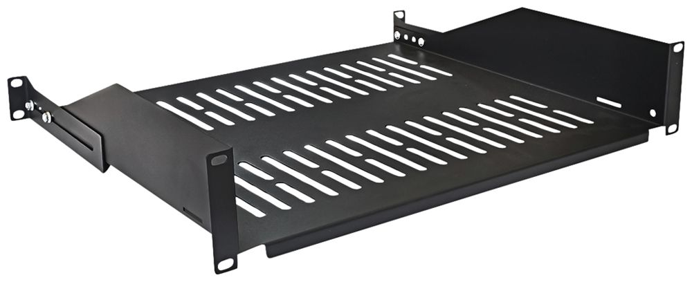 Support pour appareils 19" VALUE 2UH 440×400mm T=402…510mm max. 25kg acier noir