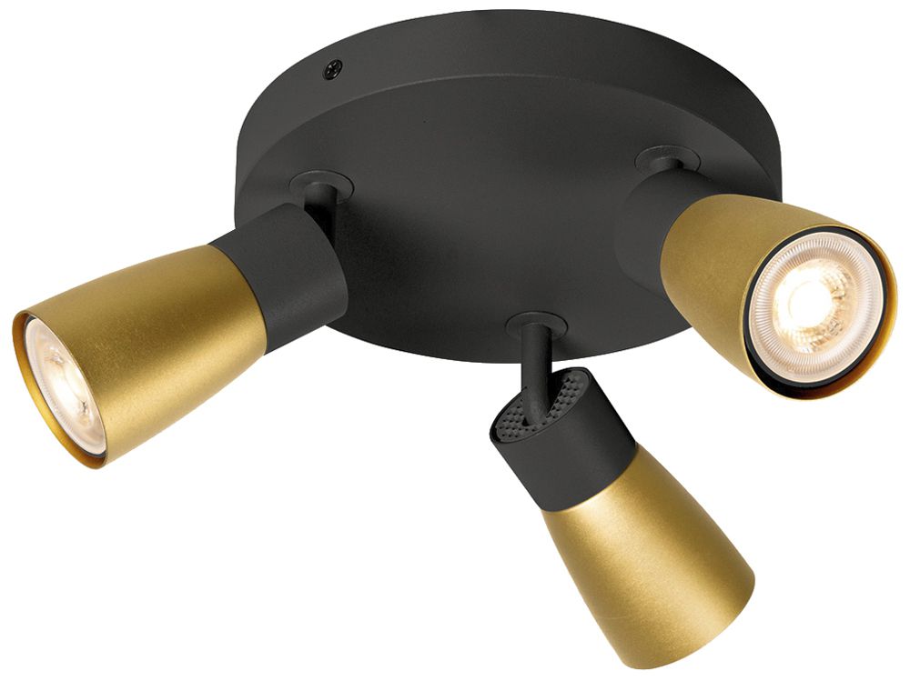 Spot SLV PURI 2.0 Dome CW GU10 3×6W REG Ø180×113mm nero/oro