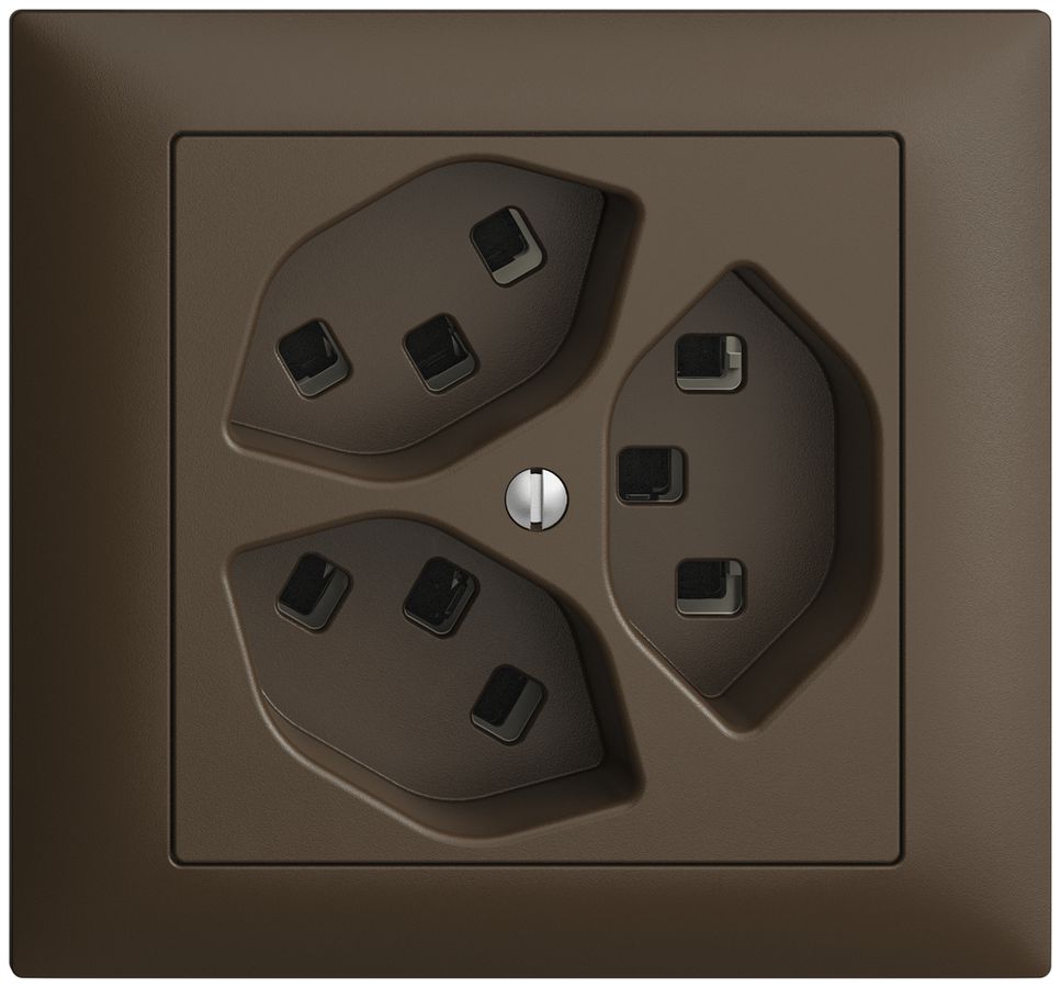 EB-Steckdose 3×T23 16A EDIZIOdue coffee, mit Steckklemmen