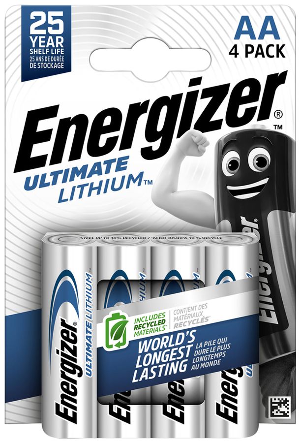 Pile Lithium Energizer Ultimate LR6 1.5V 4 pièces
