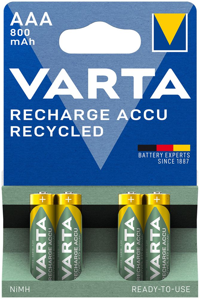 Accu VARTA HR03/AAA riciclato 0.8Ah, bilster a 4 pezzi