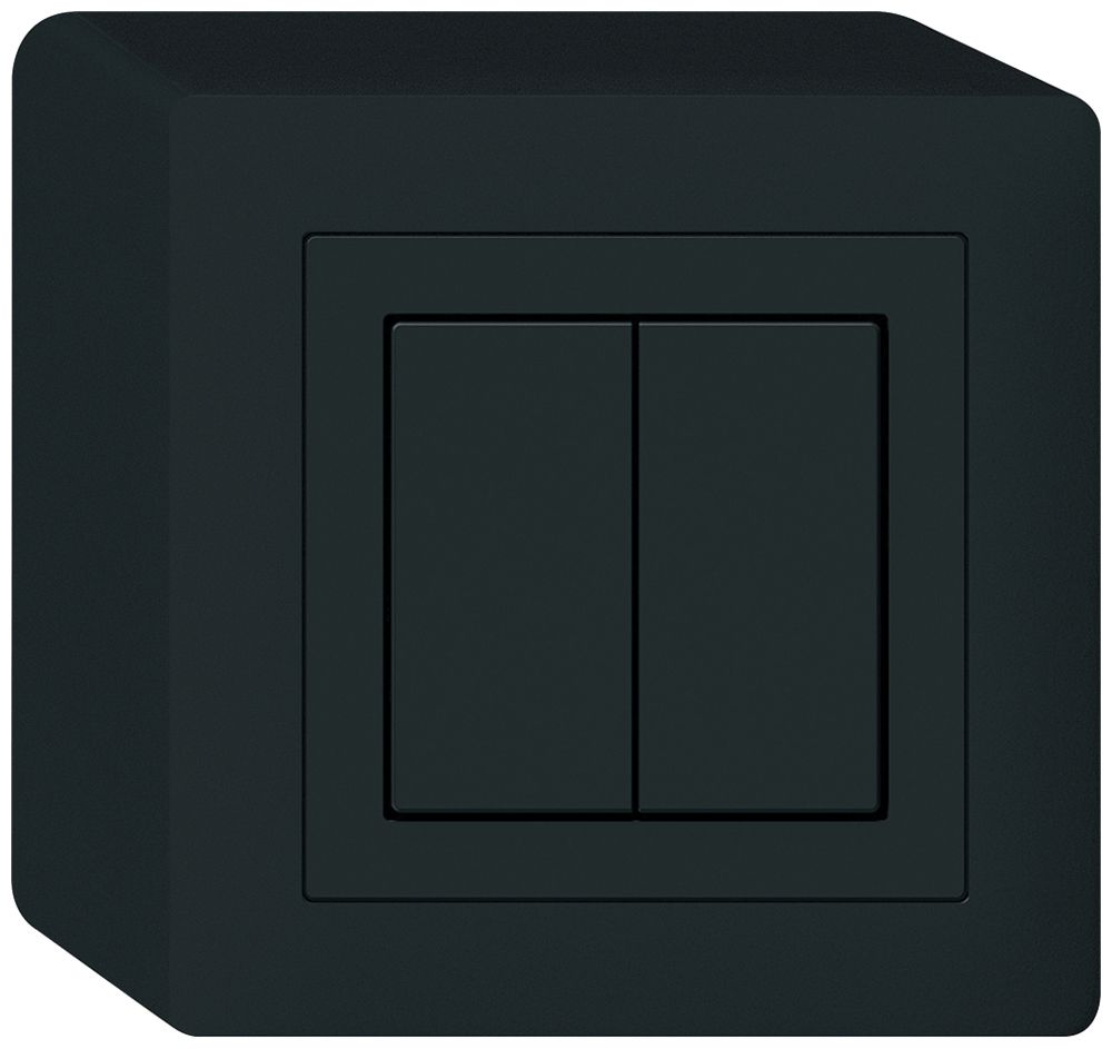 Poussoir KNX AP Hager BA kallysto Q double 88×88mm noir