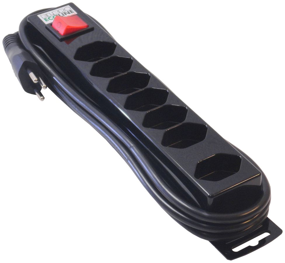 Mehrfachsteckdose mit Schalter ELBROLINE 7×T13 2m schwarz