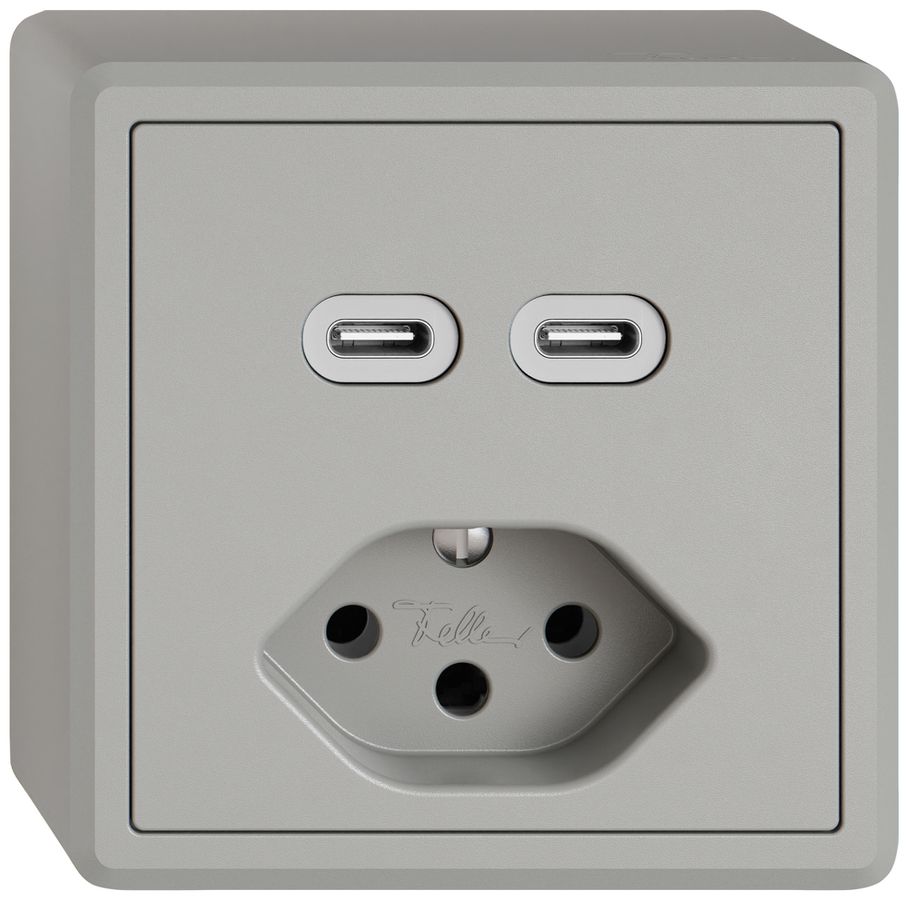 Prise de charge USB AP EDIZIO.liv SNAPFIX® USB C+C/T13 3A 230VAC grc