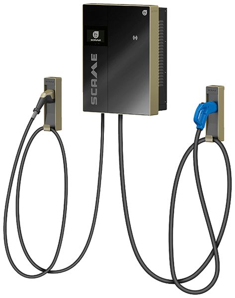 Wandladestation Scame BE-D 25kW 60ADC 1×T2 CCS 1×CHAdeMO 4.5m IP55