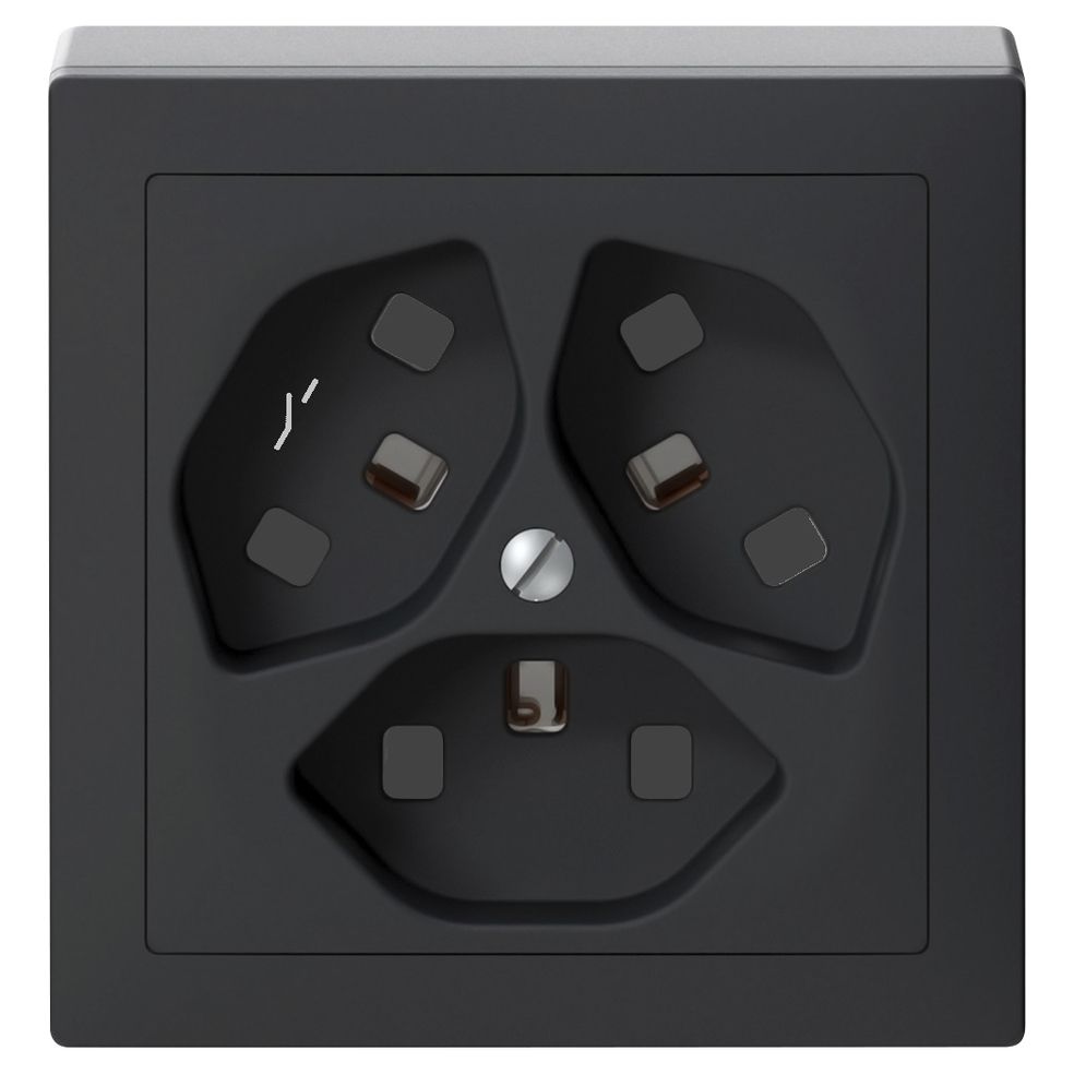AP-Steckdose SIDUS 3×T23/1 anthrazit mit shutter