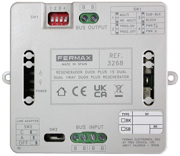 EB-Signal Regenerator Fermax DUOX Plus 86×89×26mm 24VDC