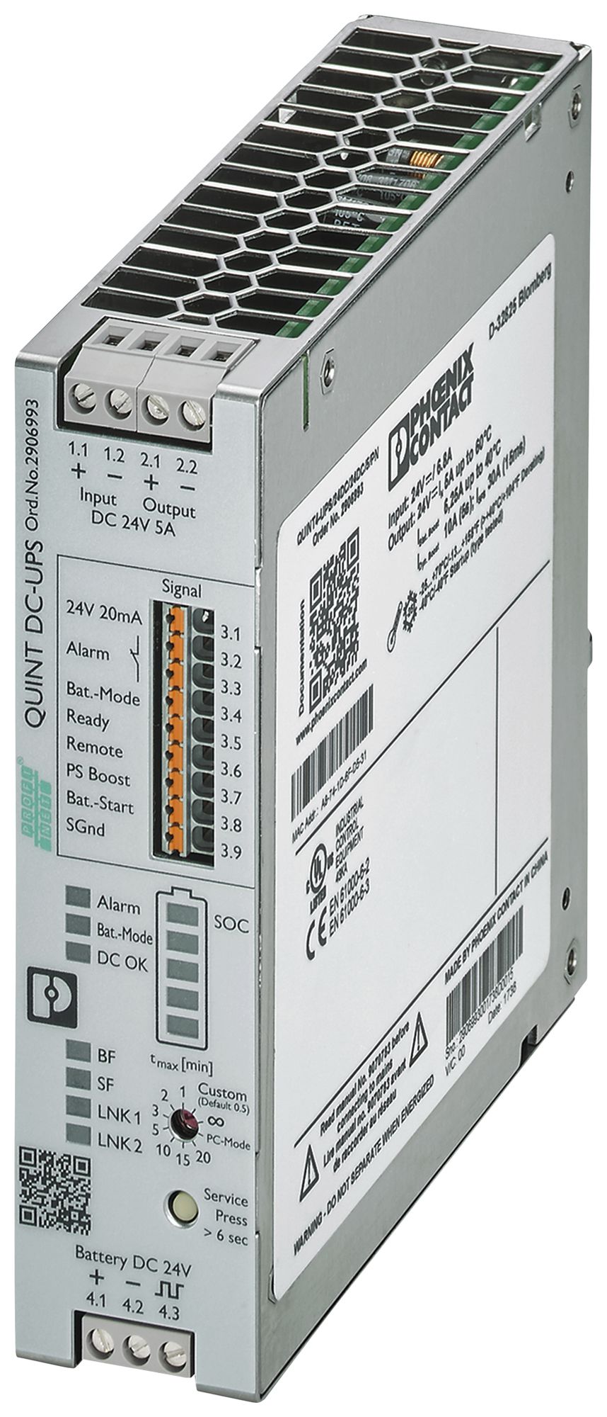 Impianto UPS PX QUINT4-UPS/24DC/24DC/5/PN PROFINET IN:24VDC OUT:24VDC/5 A