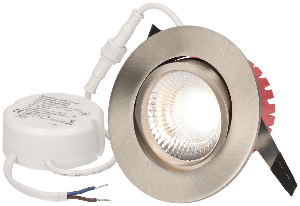 Spot LED INS maxLUCE SOLVO-IP65 8W 230V DIM 750lm 930 foro Ø80mm 38° IP65 nichel