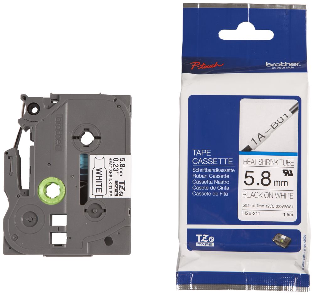 Gaine rétractable Brother HSE-211 1.5m×5.8mm Ø3.2…1.7mm marquage