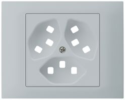 EB-Frontset Hager kallysto für Steckdose G3 3×T23 Abdeckrahmen steckbar hellgrau
