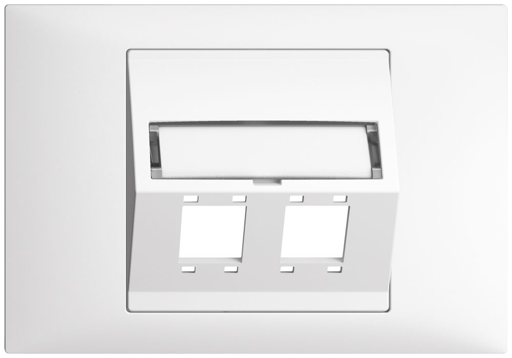 Kit montage INC EDIZIOdue BKE sortie oblique 2×R&M cat.5e/6/LC spécial, blanc