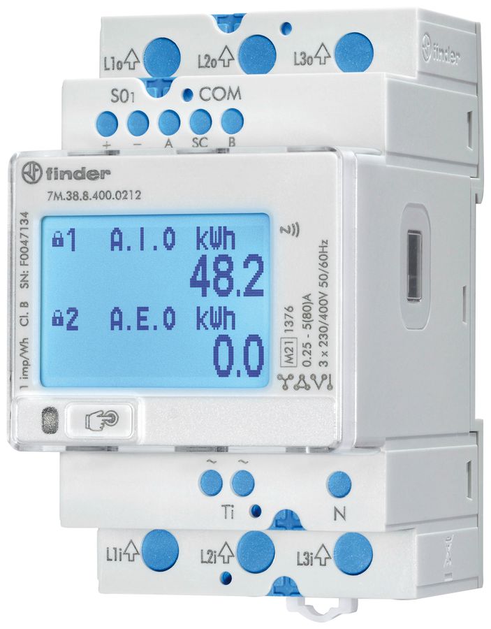 Compteur d'énergie AMD FINDER 7M.38 3LN directe 80A électrique RS-485 S0 MID-EU
