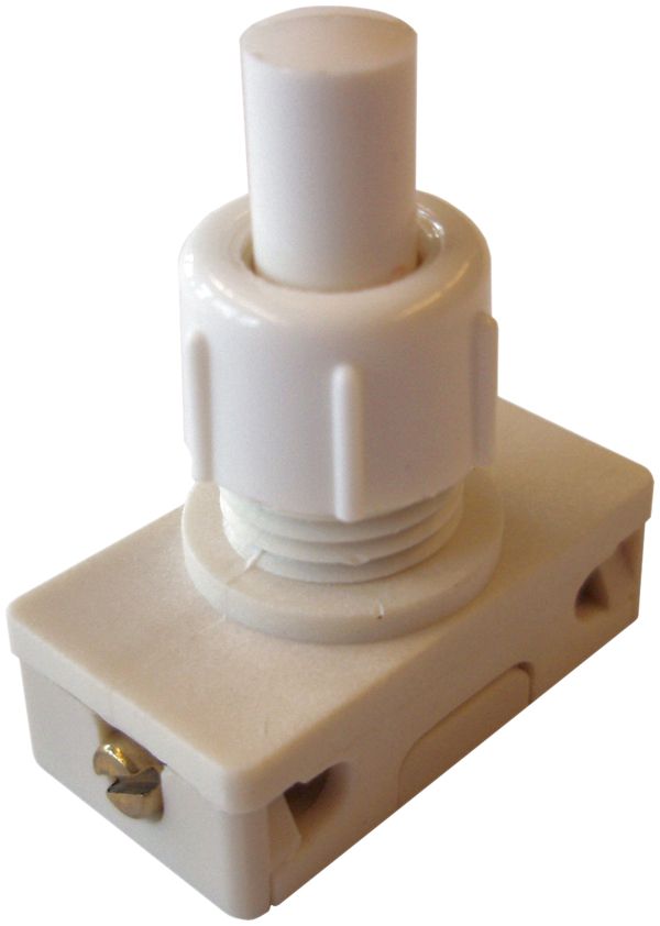 EB-Druckschalter ELBRO, 2A/250V 1L, Gewindelänge 11.5mm, weiss