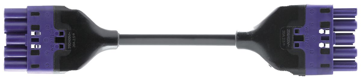 Verbindungsleitung Woertz 49345/C1 5×2.5mm² 400V 20A 8m vi Buchse-Stecker Cca