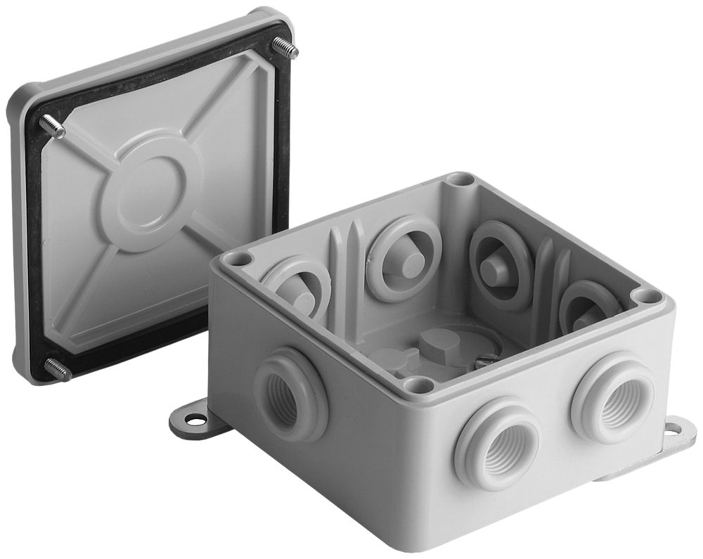 Boîte de dérivation AP Woertz 90×90mm vide gris