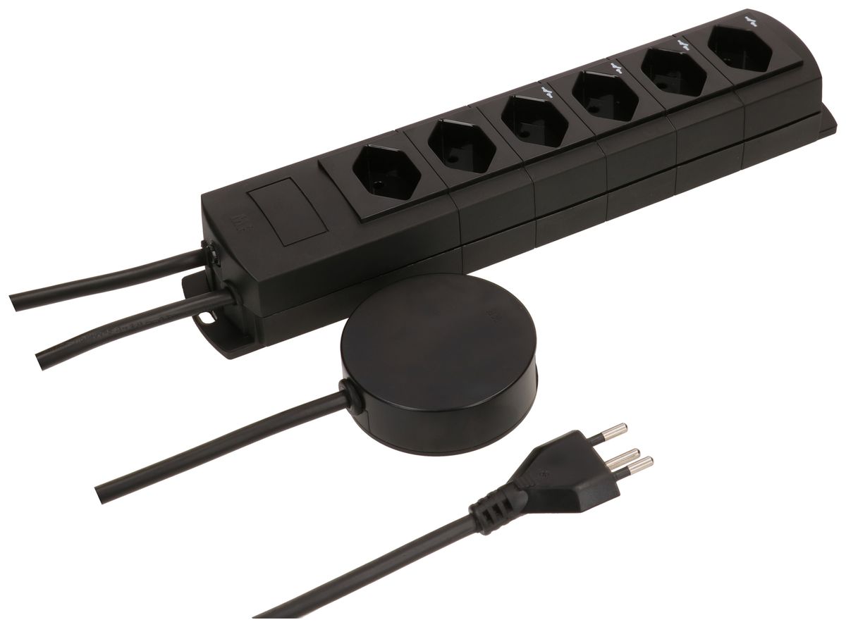 Prise multiple MH Prime-Line 4+2×T13 Td 3×1mm² 3m noir interrupteur ext. aimants