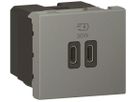 Presa di carica USB INS Legrand MOSAIC 2×USB-C 3000mA OUT:5V magnesio