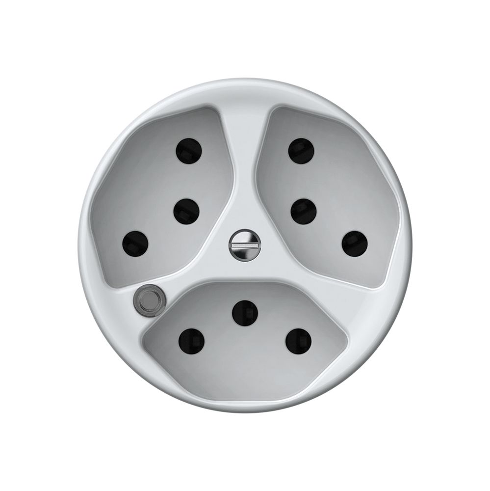 Steckdose origin 3×Typ 13 bel.grün 10A 230V 60×60mm weiss