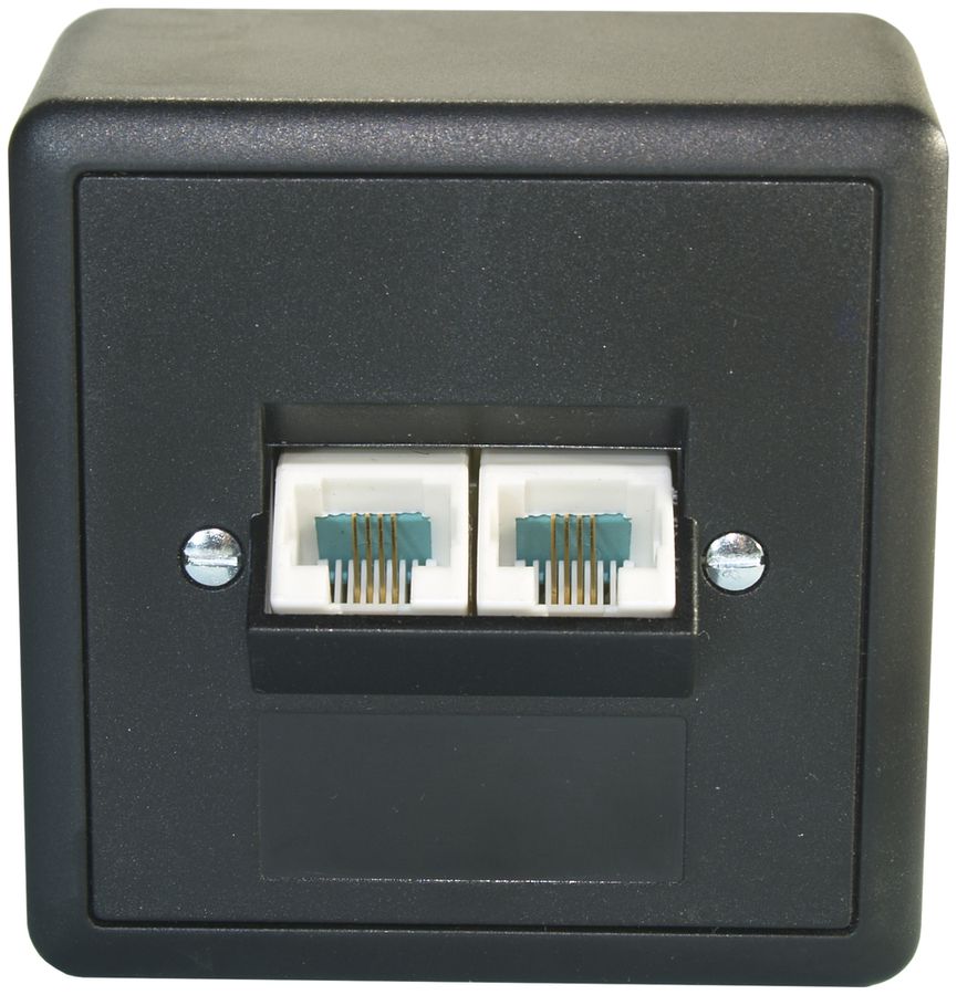 Presa AP 2×RJ45/u 4P sep. EDIZIOdue nero ITplus