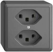 Prise AP 2×T23 16A EDIZIOdue gris foncé, avec bornes enf.