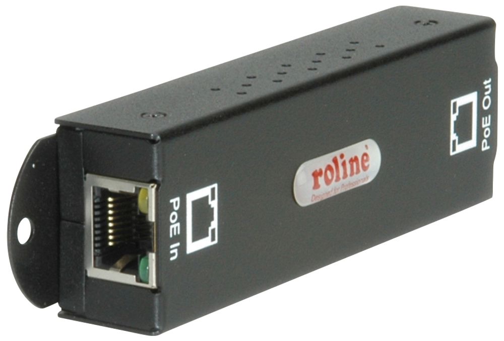 Ethernet Repeater ROLINE, 10/100/1000Mbit/s+PoE, aktiv über PoE (≤2W), ≤20m