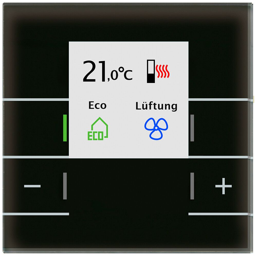 Termostato ambiente KNX INC MDT SCN-RTRGS.02S display LED vetro nero