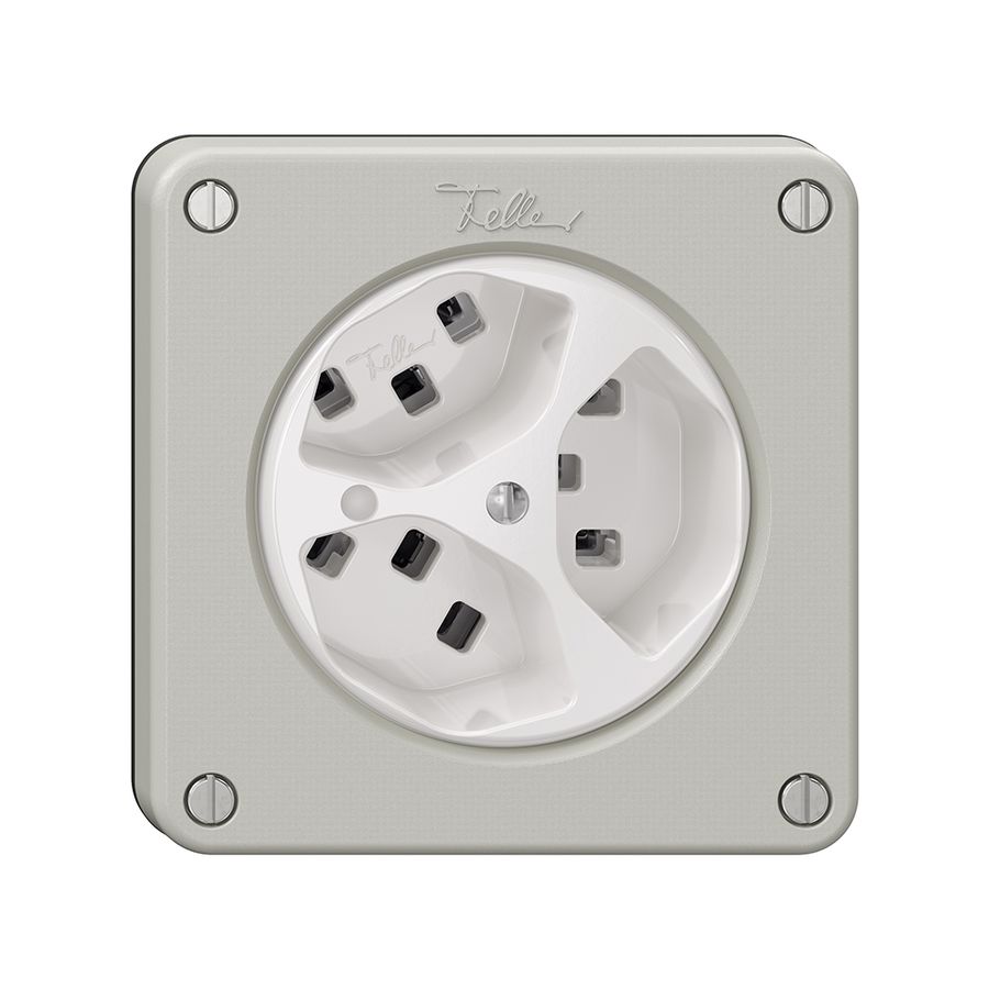 Steckdose NEVO, 3×T23, m.LED, lichtgrau