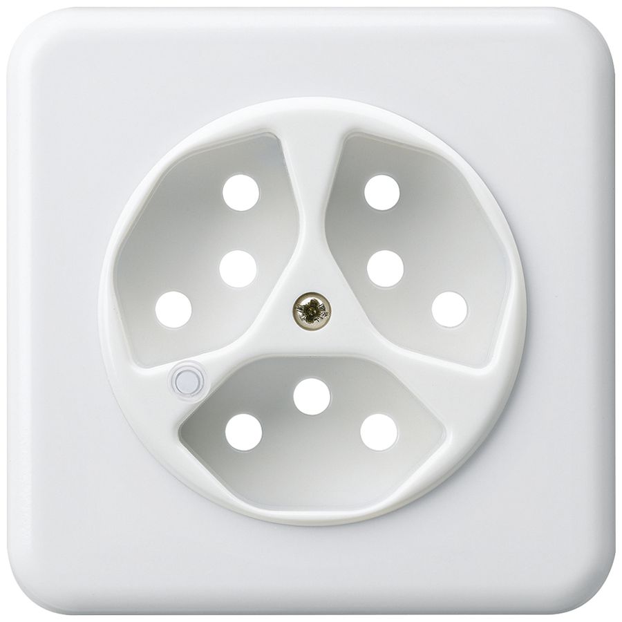 UP-Frontset zu Steckdose Hager basico 3×Typ 13 beleuchtet G weiss