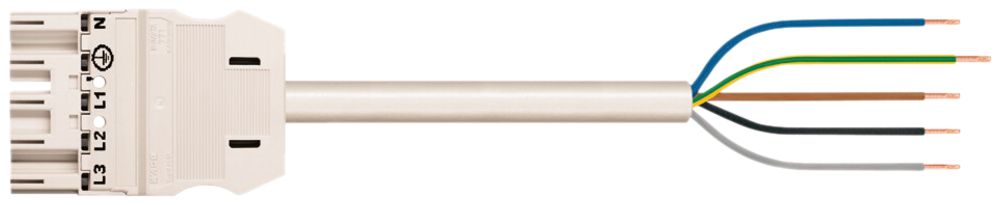 Anschlussleitung WINSTA MIDI 5×2.5mm² 20A 400V 1m Kod.A Stecker/frei weiss