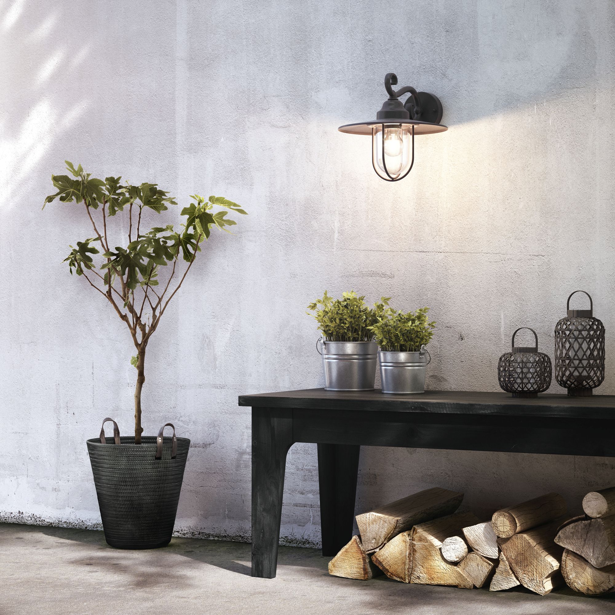 Wandleuchte myGarden Pasture, E27 355×303×300mm IP44 schwarz