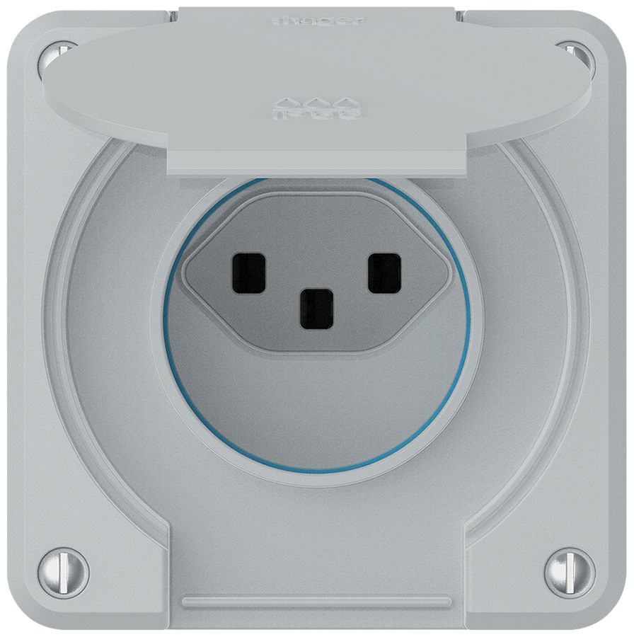 UP-Steckdose robusto 1×Typ 23 IP55 hellgrau